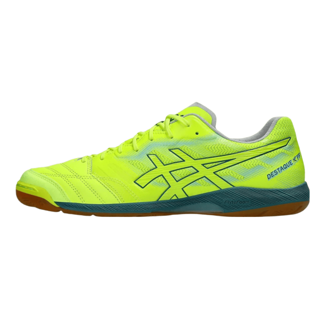 Asics Destaque K FF Senior Indoor Football Boots - Safety Yellow/Atlantis Blue