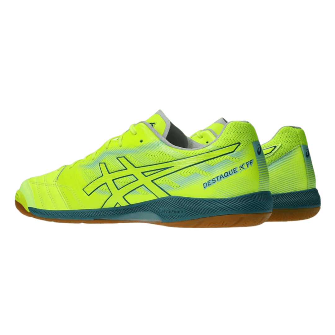 Asics Destaque K FF Senior Indoor Football Boots - Safety Yellow/Atlantis Blue