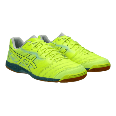 Asics Destaque K FF Senior Indoor Football Boots - Safety Yellow/Atlantis Blue