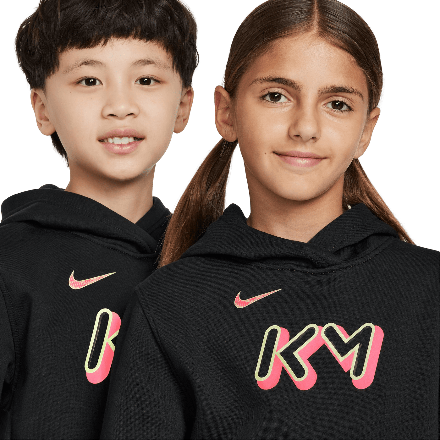 Nike Kylian Mbappe Club Fleece Kids Football Hoodie - Black/Pink