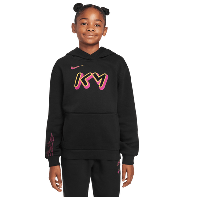 Nike Kylian Mbappe Club Fleece Kids Football Hoodie - Black/Pink