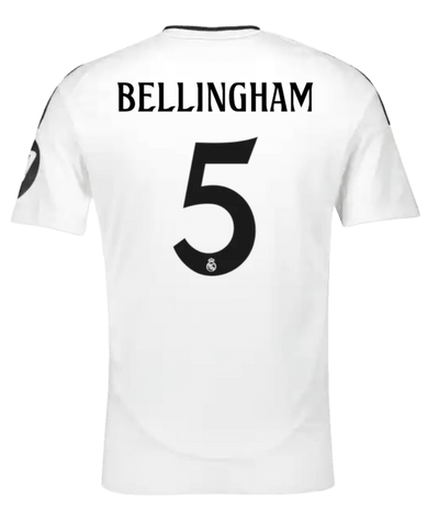 Jude Bellingham #5 Real Madrid Adults Home Jersey - 2024/25 - La Liga or Champions League Badge