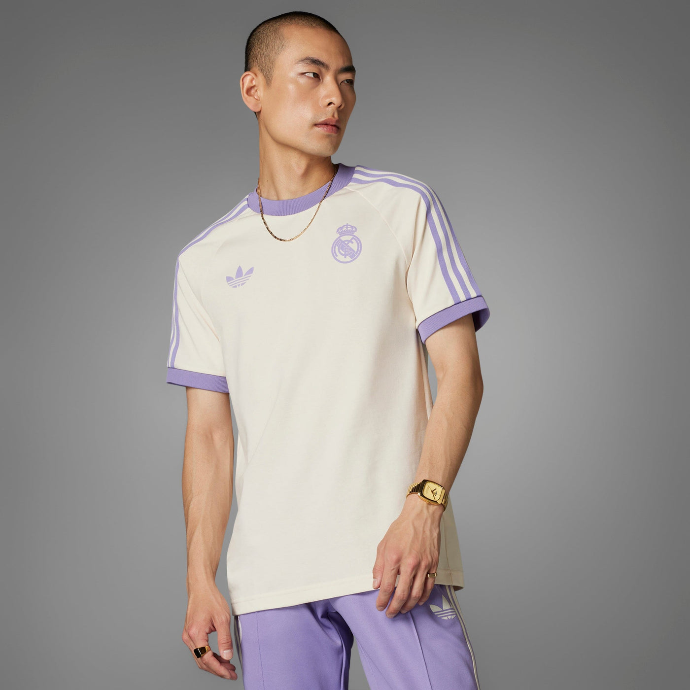 adidas Real Madrid OG 3 Stripe Adults Tee - White