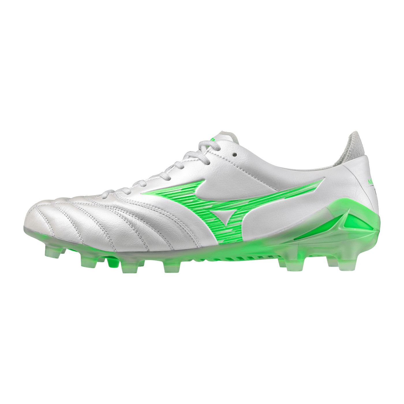 Mizuno Morelia Neo IV Elite FG Senior Football Boot - White/Neon Green