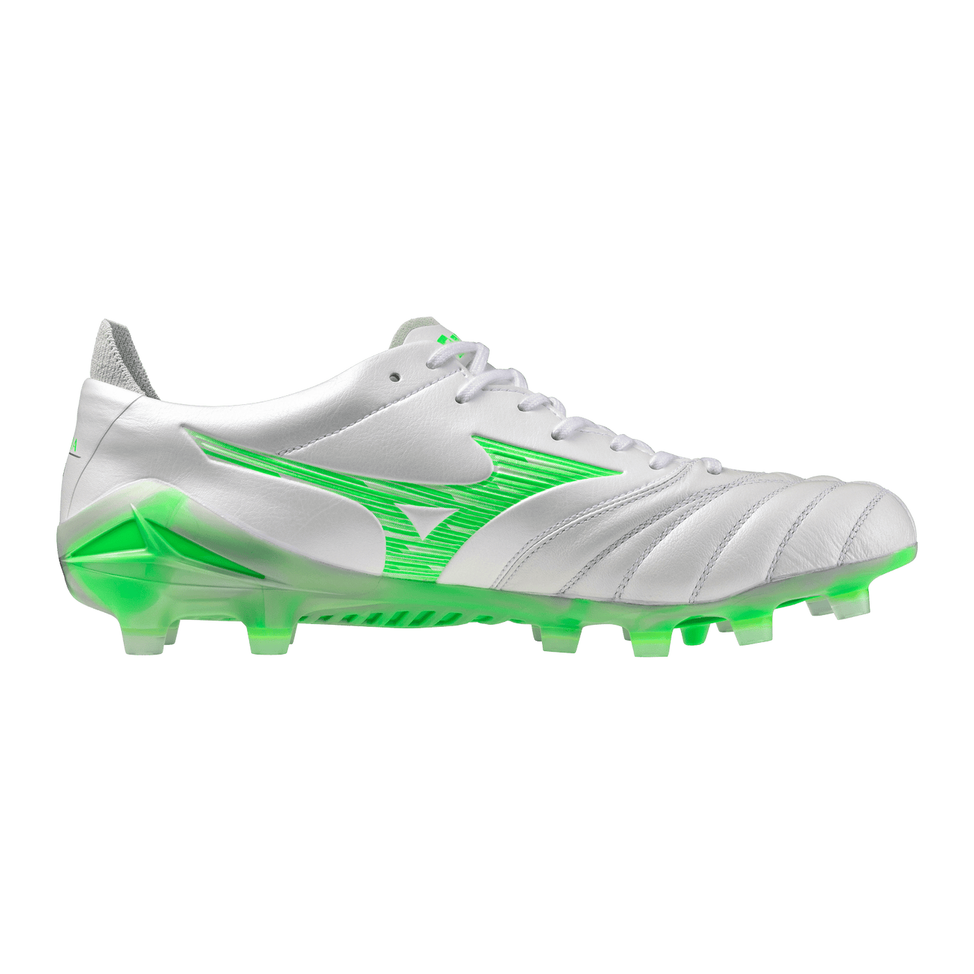 Mizuno Morelia Neo IV Elite FG Senior Football Boots - White/Neon Green