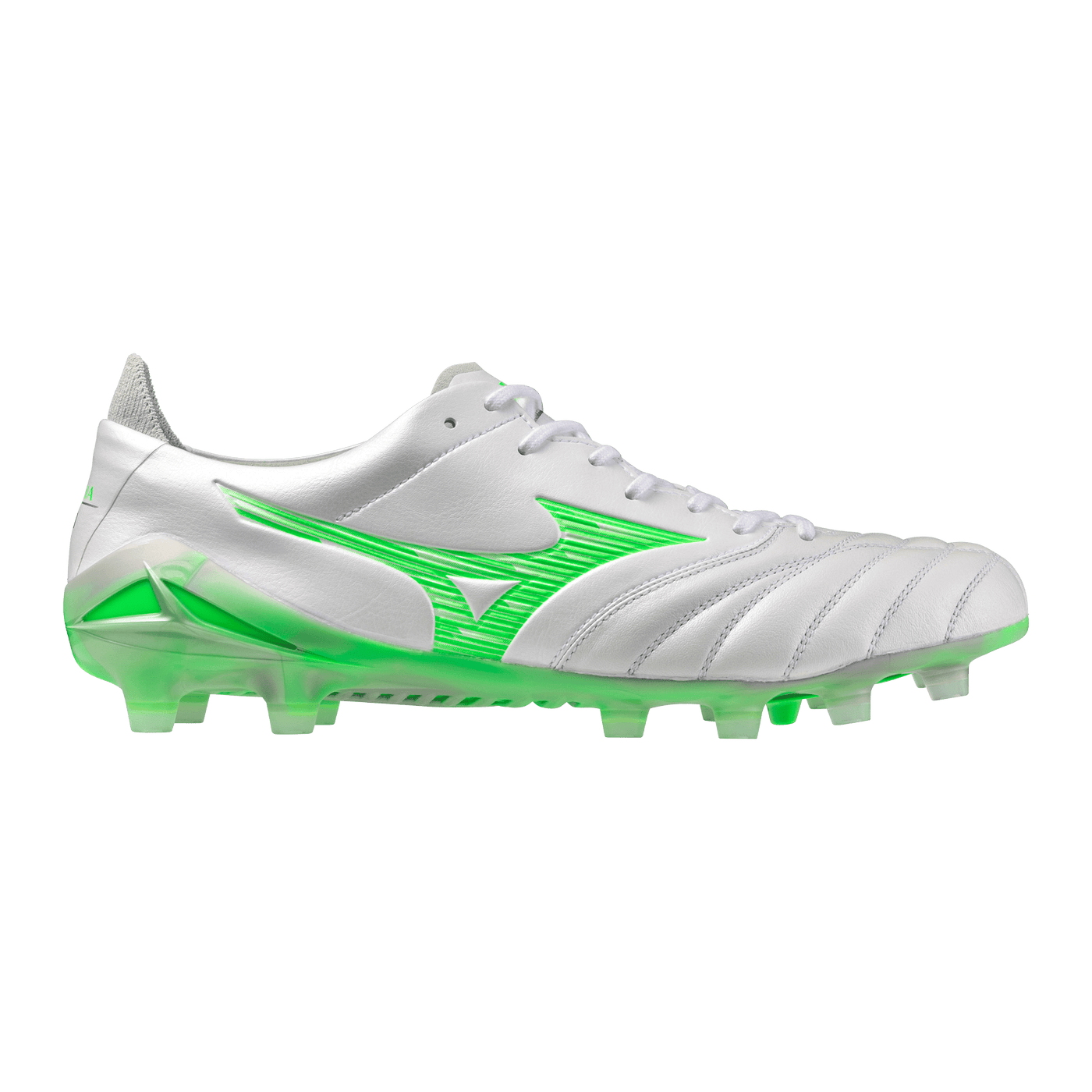 Mizuno Morelia Neo IV Elite FG Senior Football Boots - White/Neon Green