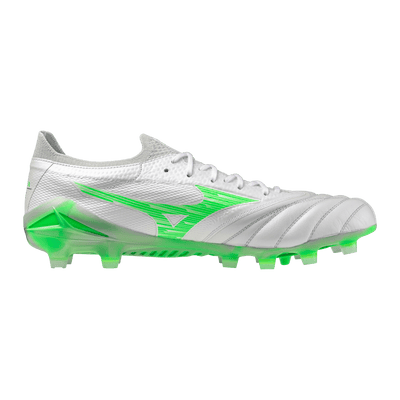 Mizuno Morelia Neo IV Beta Elite FG Senior Football Boot - White/Green Gecko